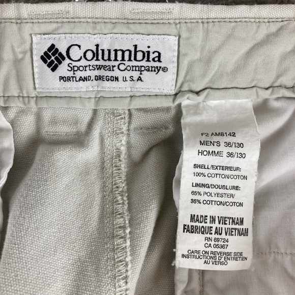 Columbia Roc Pants Mens 36 Beige Chino Outdoors Pocket Cotton Casual 34X28 - Picture 12 of 13